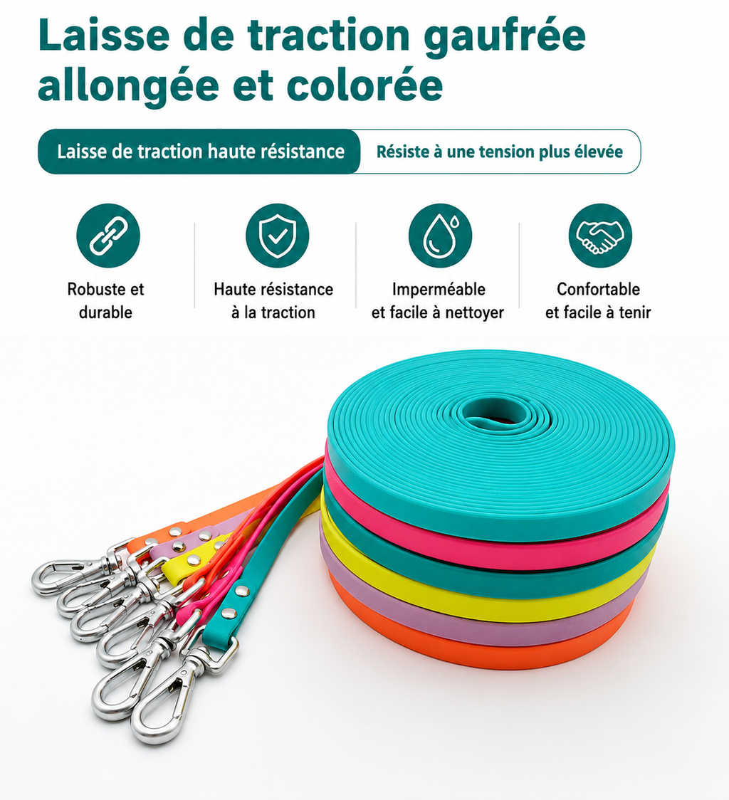 Laisses et longes pour chien en PVC, imperméable et facile à l'entretien