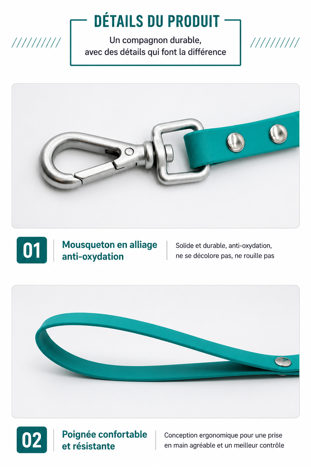 Laisses et longes pour chien en PVC, imperméable et facile à l'entretien